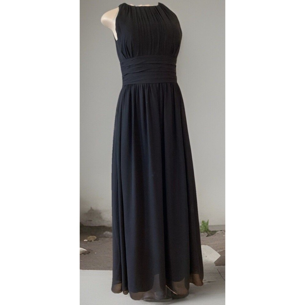Bill Levkoff 974 Bridesmaid  Formal Black Chiffon Sleeveless Gown size 4